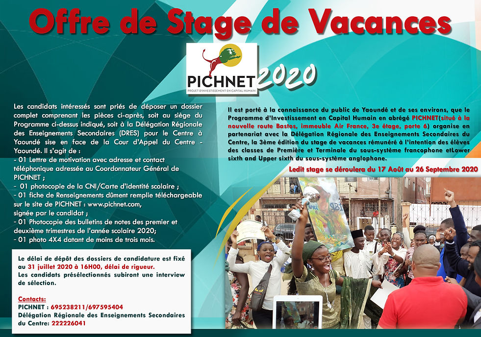 Affiche archivée du stage de vacances rémunéré 2020-2021.